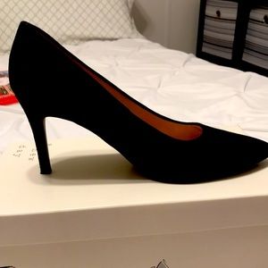 Black suede pumps